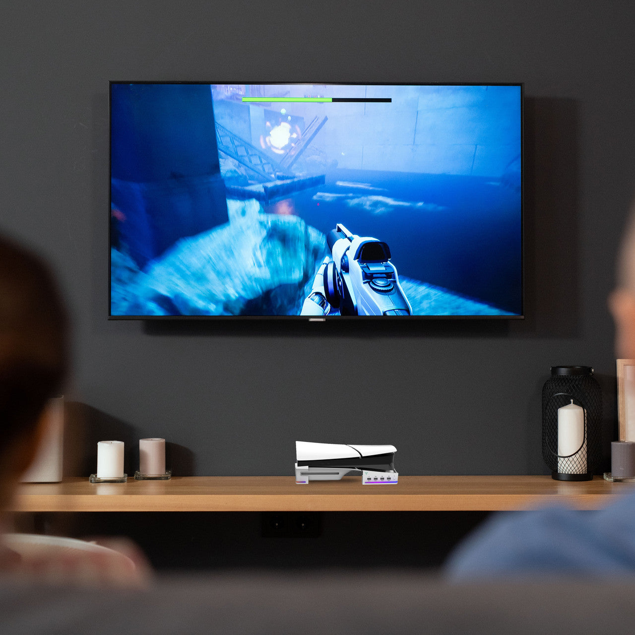 Laser RGB Stand for PS5 Slim with 4 USB Ports & Fast Charge