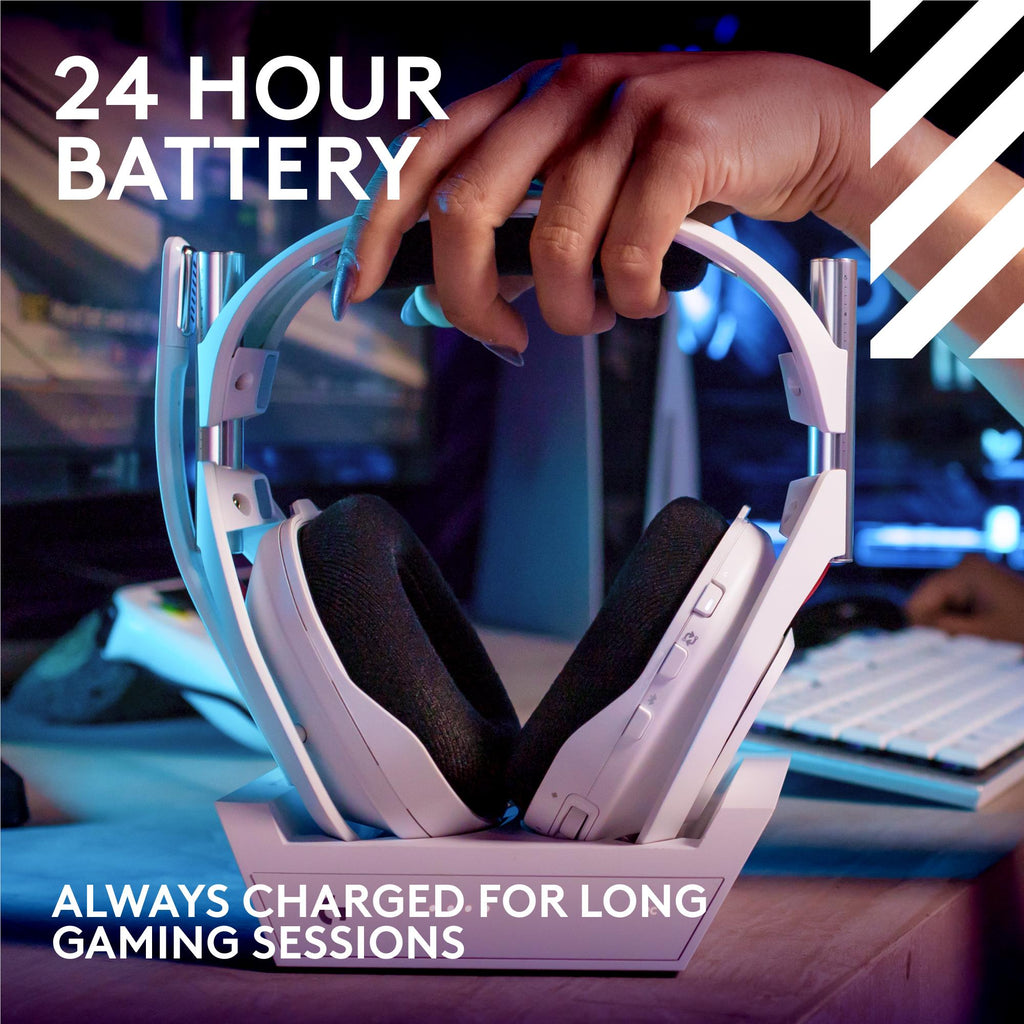 Logitech G Astro A50 LIGHTSPEED Wireless Gaming Headset + Base Station (White)