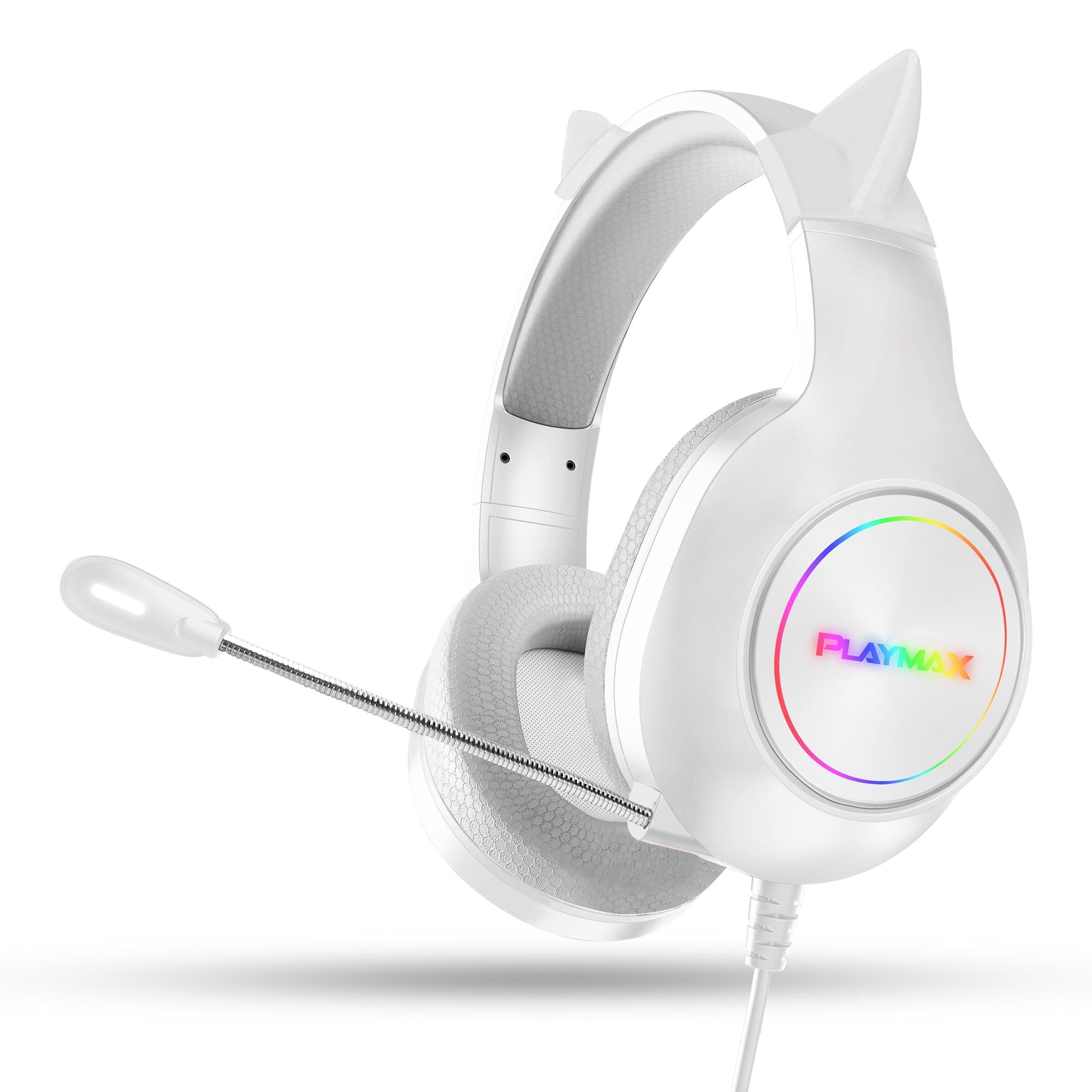 Playmax RGB Cat Ear Gaming Headset - White