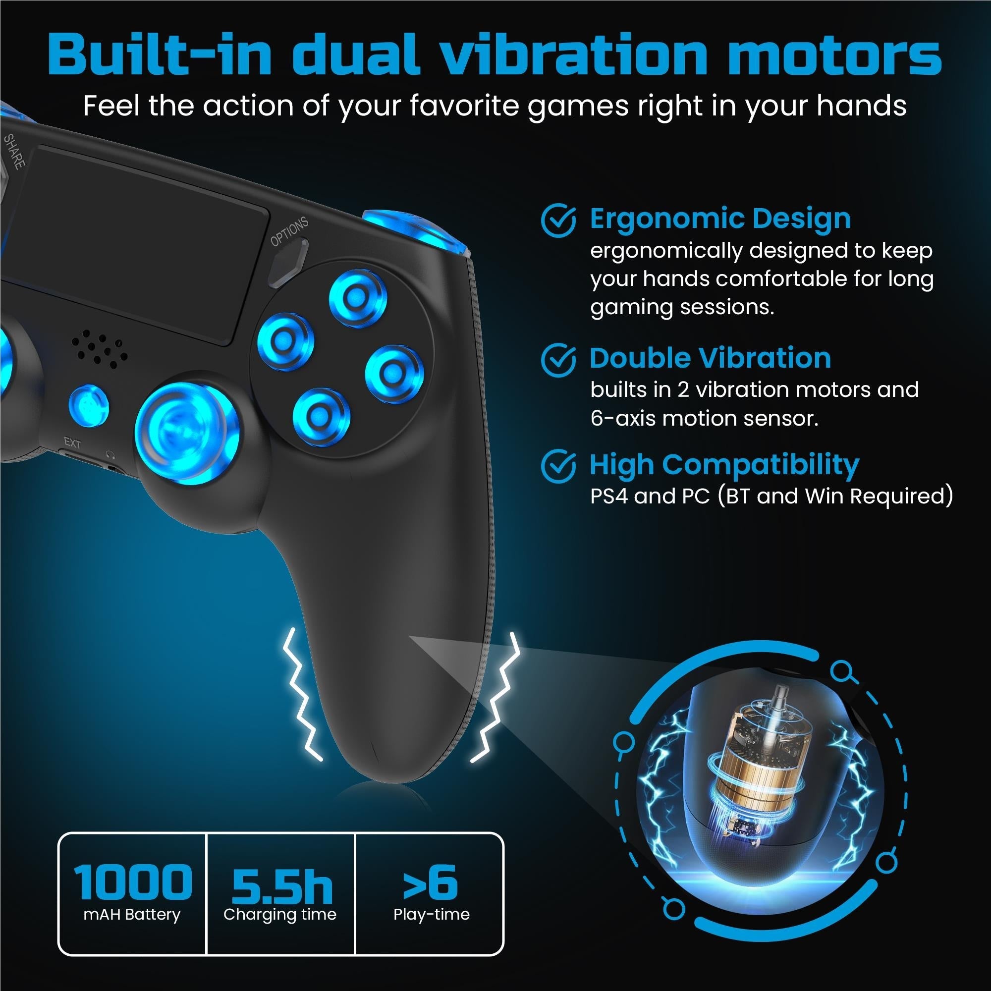 Playmax Wireless RGB Controller for PS4 / PC (Black)